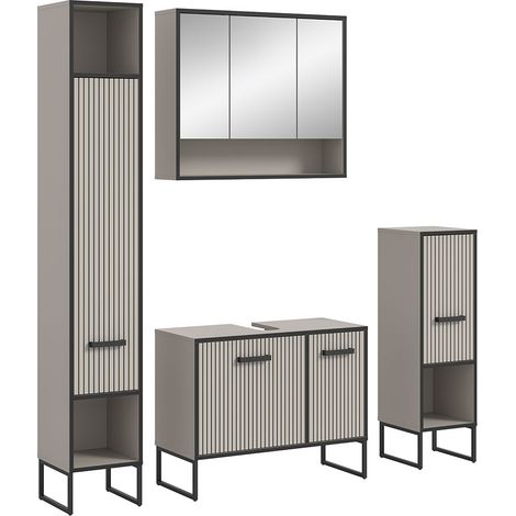 Bagno Badmöbelset 4 Teile hellgrau, cremefarben. (1/5)