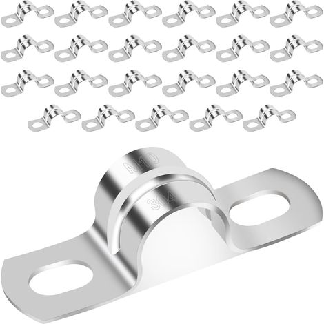 Lot de 24 colliers de serrage en acier inoxydable de 10 mm pour fixation  Support de tuyau universel en métal, collier de fixation pour tuyaux d'eau, câbles, conduites (1/5)