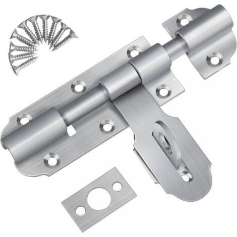 Targette de Porte Exterieur avec Fermoir à Cadenas, 135mm Loquet de Porte Coulissante en Acier Inoxydable, Petit Loquet Verrou de Porte avec Vis pour Entrepôt Garage Grange Portail Cour Porte (1/5)
