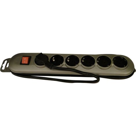 Bloc multiprise avec 6 prises, interrupteur et cordon H05VV-F 3G1,5 mm² 2 m