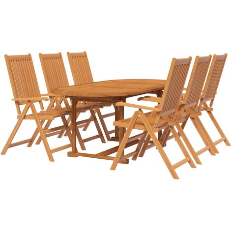 Ensemble à manger de jardin 7 pcs Bois d'acacia massif 120-170 cm vidaXL (1/5)