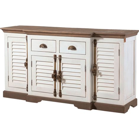 Credenza in legno di Mango 160x45x90 laccato bianco TOULOUSE 108