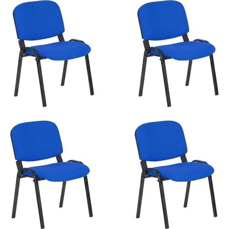Set 4 Sedie Attesa Imbottita Ufficio Studio Riunione Ospiti Tessuto 55x42x77 cm blu