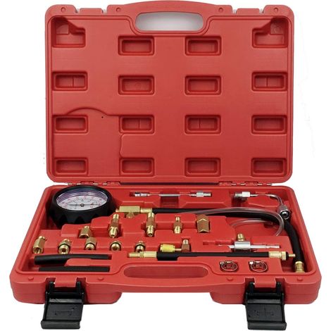 Kaelt - Kit de test de pression de pompe d'injection de carburant 0-140 PSI Essence Injecteur Jauge Essence Voitures Camions pour Schrader Valve MA03 (1/5)
