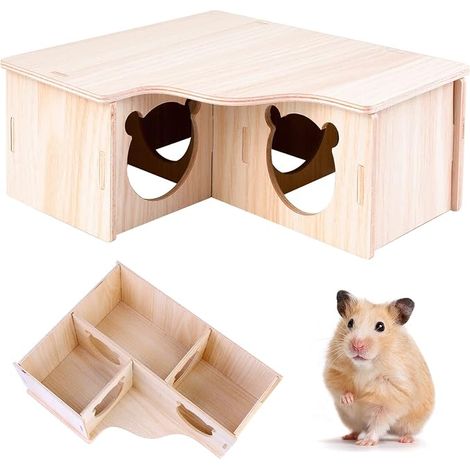 Wooden House for Hamsters and Rodents - Houses for Dwarf Hamsters, Gerbils, Degus, Mackerel Mouse (1/5)