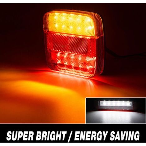 Feu Arrière LED - 12 V - Pour Remorque - Feu Stop Clignotant Éclairage Plaque - 10,5 x 10 x 2,8 cm - 2 Unités (1/5)