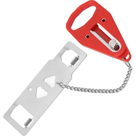 Cadenas de sécurité de voyage rouge à double usage, verrou de sécurité portable, cadenas antivol, bloqueur de porte temporaire pour voyage ou chambre (1/5)