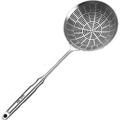 Écumoire Égouttoir Cuillère à Friture - Écumoire en Acier Inoxydable 304 - Tête Ronde à Grille Fine - Manche Long et Épais - Pour Cuisine, Friture, Égouttage, Lavage Légumes - 1 Pièce (1/5)