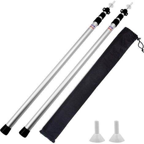 2PCS Mât de Bâche Télescopique Poteaux de Bâche en Aluminium 2,3M Support de Tente Réglable Poteau pour Voile Ombrage Tente Camping Accessoires pour Auvent Toile Jardin (1/5)