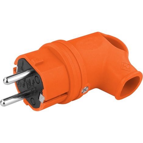 16A 230V orangefarbener deutscher hermetischer Schuko-Winkelstecker aus Gummi (1/4)