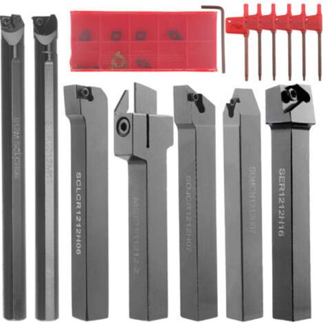 7-pack 12MM outil tige diamètre tour outil de tournage dureté métal fraise lame tour CNC usinage pièces en acier ensemble (1/4)
