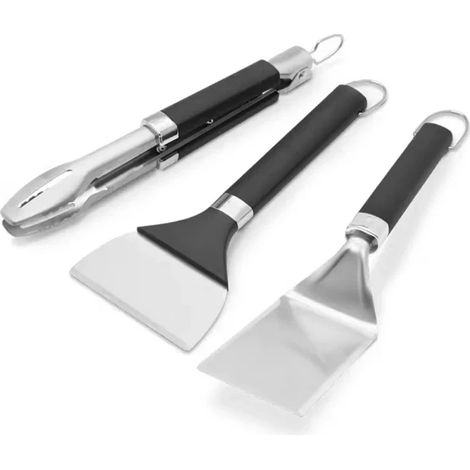 Weber 3400074 kit di utensili portatili per piastra 3 pezzi ,spatola, pinze e raschietto in formato ridotto (1/2)