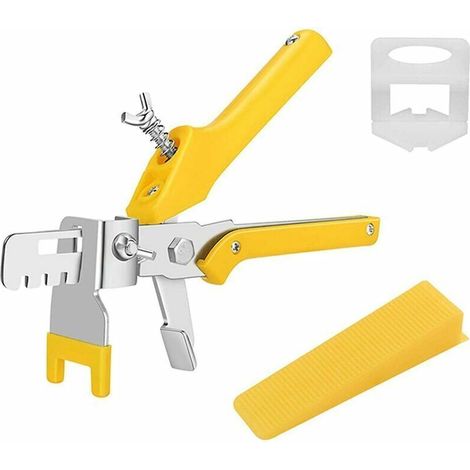 Le kit de système de nivellement de carrelage 1/8" comprend 400 clips d'espacement pour carrelage, 200 cales réutilisables et 1 carrelage. (1/5)