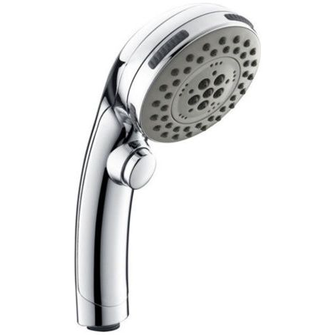 Verchromter Duschkopf mit Stopp-Taste, Handbrause mit 5 Strahlarten zur Auswahl, Duschkopf mit Antikalk-Noppen, Universal-Typ