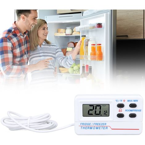 Thermomètre pour congélateur/congélation avec double alarme de température, affichage numérique intérieur/extérieur, thermomètre électronique pour armoire à pharmacie/réfrigérateur (1/5)