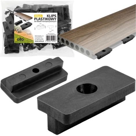 50 Clips De Fixation Pour Lames De Terrasse - PP Renforcé - Hauteur 9,5 mm - Compatible Lames Rainurées 5,5 mm - Espacement 6 mm (1/5)