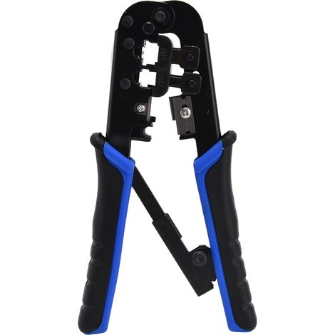 RJ11/45 Crimpzange mit Ratsche, Crimpzange für RJ-Stecker, Crimp-Set für Netzwerkkabel, professionelle Multifunktions-Crimpzange. (1/5)