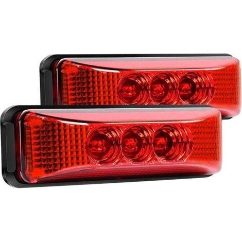 Set aus 2 vorderen und hinteren Seitenmarkierungsleuchten mit 3 roten LEDs für Lkw und Anhänger, 9,9 cm (3,9 Zoll), Markierungsleuchten, Unterbodenbeleuchtung, wasserdicht, Aufbaumontage (1/4)