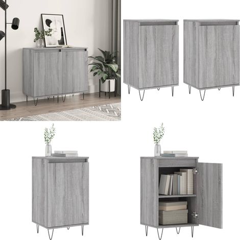 Buffets 2 pcs sonoma gris 40x35x70 cm bois d'ingénierie - Buffet Design - Meuble Rangement - Armoire Cuisine - Commode Salon - Mobilier Chambre - Home & Living (1/5)
