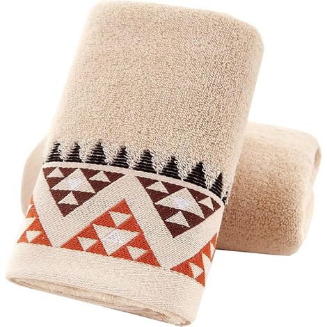 Ensemble de 2 serviettes de toilette en coton à motif géométrique (1/5)