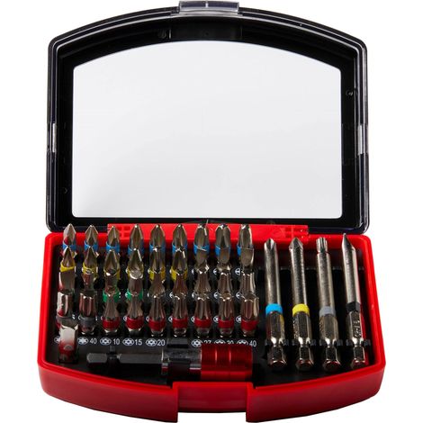 KRINO 66014004 LTI By 66014004-Set Inserti Colorati per Avvitatura-42 Pezzi, Rosso