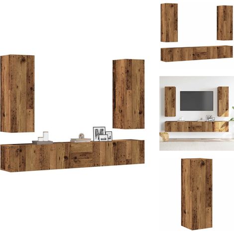 Ensemble de meuble TV mural 5 pcs vieux bois bois d'ingénierie - Ensemble De Meubles TV - Ensembles De Meubles TV - Meuble TV - Meuble Hifi (1/5)