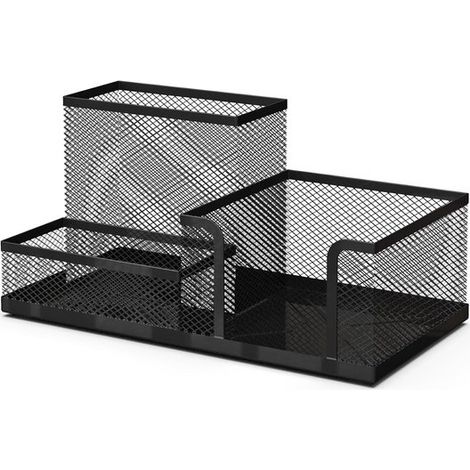 Organizador de escritorio y portalápices - Material de oficina - 1 pieza - Negro - Metal