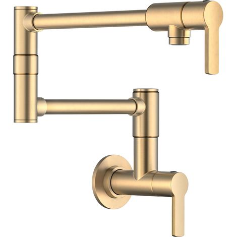 Robinet avec bras extensible pour remplir les casseroles, robinet de cuisine mural, robinet pour remplir les casseroles près de la cuisinière en laiton brossé sans taches (1/5)