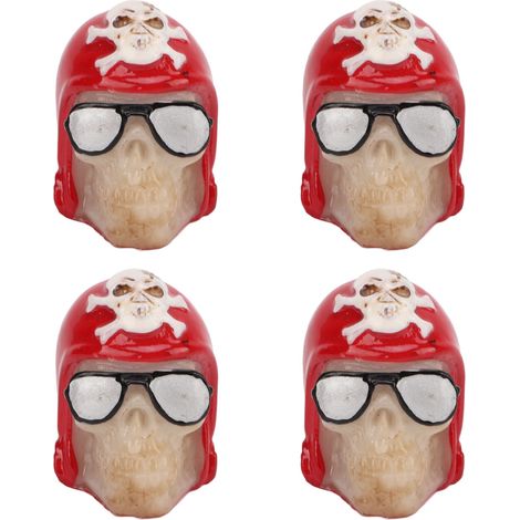 4 pièces capuchon de valve pneu voiture crâne ABS cuivre universel vélo SUV camion rouge (1/5)