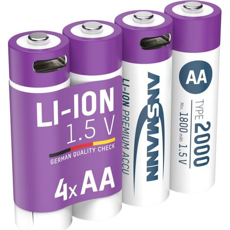 Batterie agli ioni di litio Mignon AA tipo 2000 (min. 1800 mAh) Blister di carta da 4 confezioni