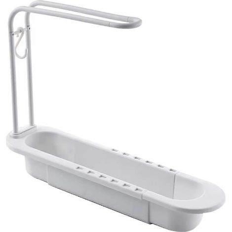 Teleskop-Spülbeckenablage, Abtropffläche mit Schwammhalter, Handtuchstange, Küchenaufbewahrungskorb (1/5)