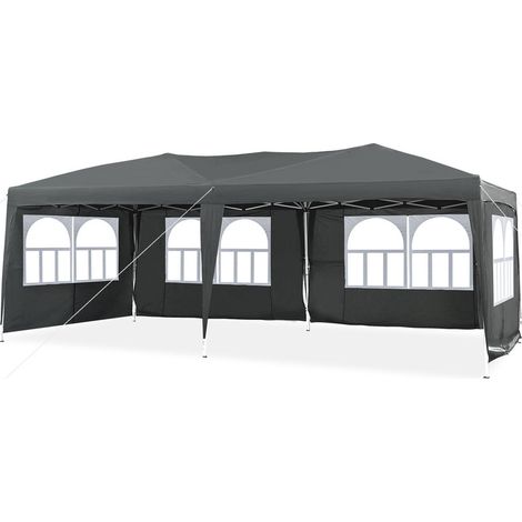 Garden Pop Up Gazebo, 3 x 6mHeight Adjustable Marquee Party Tent with Sidewalls,Grey (1/5)