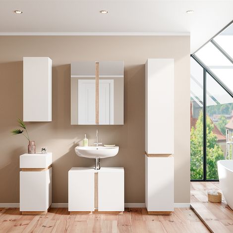 Set di mobili da bagno Gloria, Bianco, 5 parti, Vicco