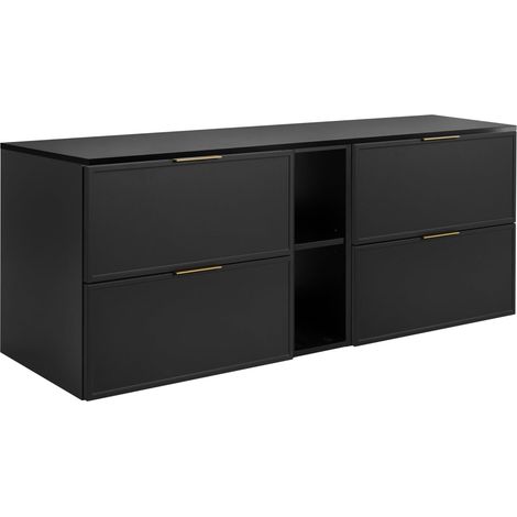 Mobiletto da bagno, Grigio Scuro, maniglia dorata, 180 ( 2 x 80 + 20) x 46 x 57 cm (1/5)