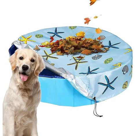 Couverture de piscine ronde - Protection de piscine - Cordon de serrage ajustable - 122 cm - Bleue 160 cm x 160 cm (1/5)