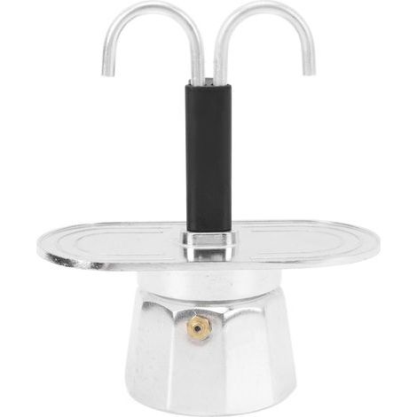 SIXRUN 2 Tasses Mini-cafetières, Fabricant de Cuisinières en Alliage en Aluminium à Double Tête, Cafetière de 100 Ml de Conduit en Acier Inoxydable pour la Maison, Bureau de Taille (Base de décroison) (1/5)