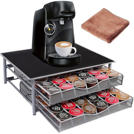 Porta capsule con 2 cassetti, organizer per capsule di caffè, impilabile, per 72 capsule, design espandibile, robusto