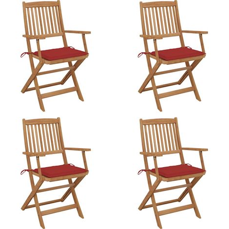 Klappbare Gartenstühle 4 Stk. mit Kissen Massivholz Akazie (1/5)