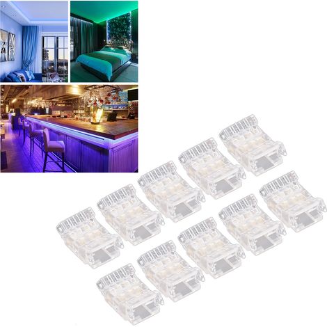 Connecteur pour ruban LED COB, adaptateur LED, connecteur transparent sans soudure à 4 broches pour ruban LED, connecteur pour éclairage sur rail sans espace (1/5)