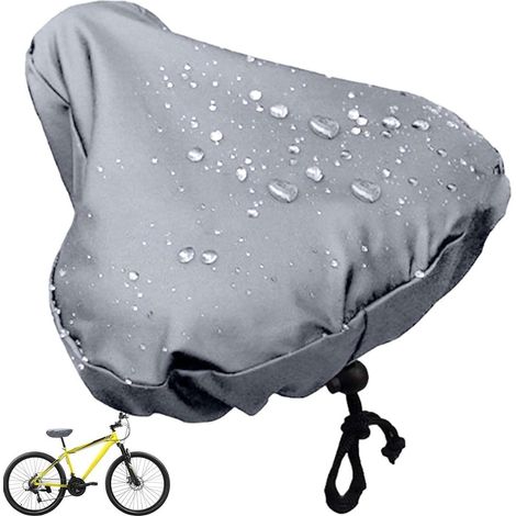 Housse de selle de vélo imperméable avec cordon de serrage - Housse de pluie pour selle de vélo - Tissu Oxford 210D pour cyclisme en extérieur, gris-AquaForge (1/5)