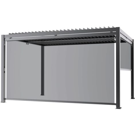 Store latéral rétractable 370x218 cm gris clair PVC polyester (1/5)