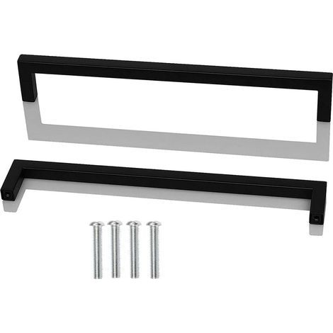 2pcs Poignee de Meuble Cuisine Noir, Acier Inox Poignées Meubles Carrée Entraxe 224 mm, pour Commode Salle de Bain, Tiroirs, Armoires, Placard, avec des vis (1/5)