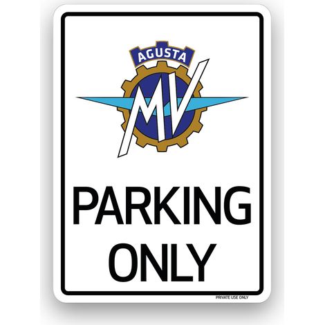 Cartello Parking Only per MV Agusta, Insegna per Garage, Officina, Box, Made in Italy, Licenza Ufficiale, 28 x 40 cm, Bianco (1/5)
