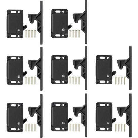 Lot de 8 fermetures et loquets pour tiroirs – 4,5 kg de traction – Pour camping-car, caravane, bureau – Vis incluses (1/5)
