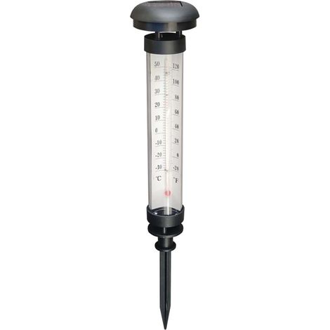 Lampe solaire de jardin avec thermomètre, LED étanche, allumage automatique au crépuscule, décoration paysagère - Orange (1/5)