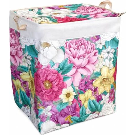 Boîte Rangement en Tissu Pliable, Pivoine (1/5)