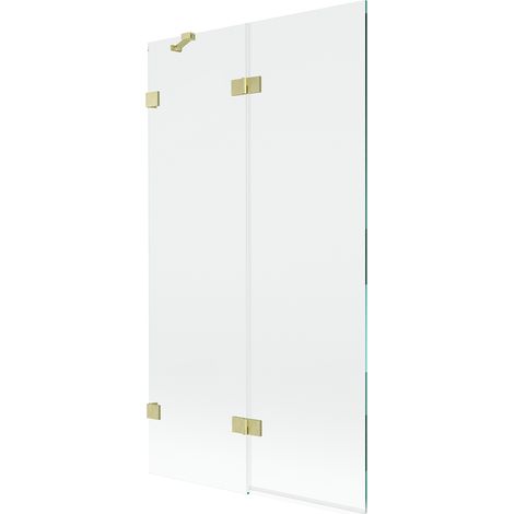 Mexen Lunar mampara de ducha de 2 hojas izquierda 100 x 150 cm, transparente, dorado cepillado - 897-100-100-55-00-L (1/5)