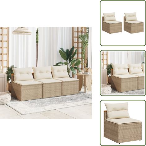 Canapés de jardin sans accoudoirs avec coussins 2 pcs beige - Canape De Jardin - Salon De Jardin - Mobilier De Jardin - Meubles Exterieur - Rotin Pe (1/5)