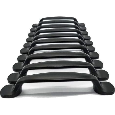 Lot de 10 poignées de porte noires de 96 mm, poignées de meubles, poignées de bar, poignées de cuisine, poignées de tiroir, poignées d'objets, accessoires de cuisine, poignées de tirage avec vis (1/4)