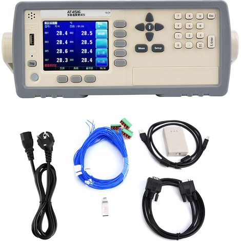 Sonde de température numérique AT4516, testeur multi-canaux avec écran LCD et port USB, mesure de -200°C à 1800°C, appareil de contrôle thermique précis. (1/5)